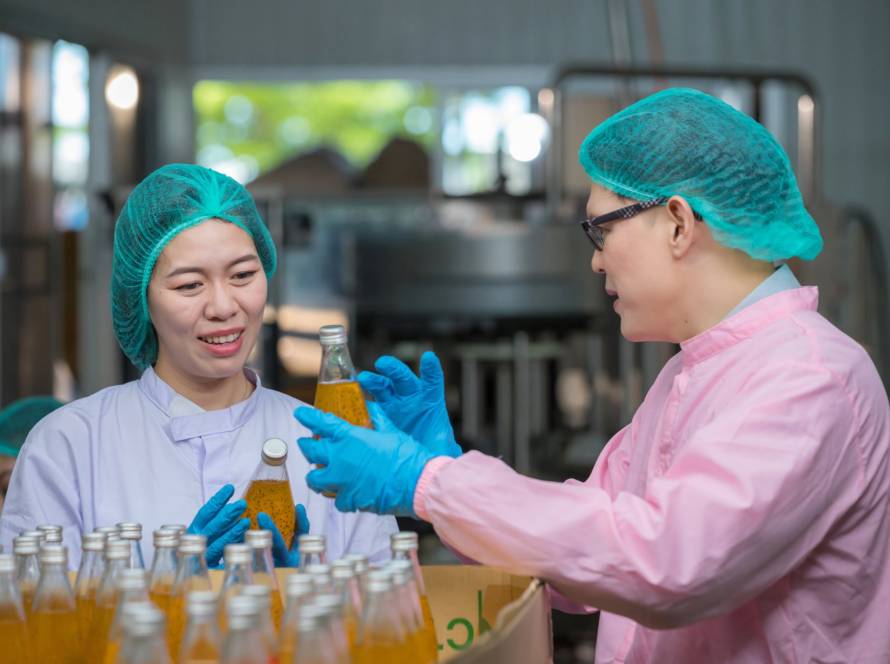 worker checking products